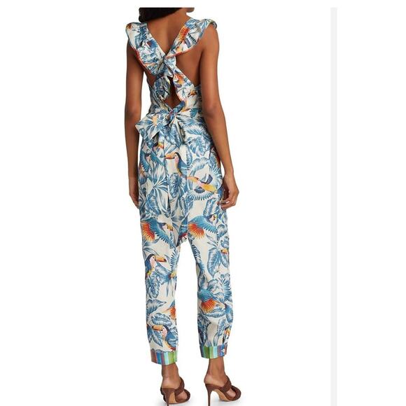 Farm Rio Toucans Crossed Back Frilled Jumpsuit - Picture 4 of 12